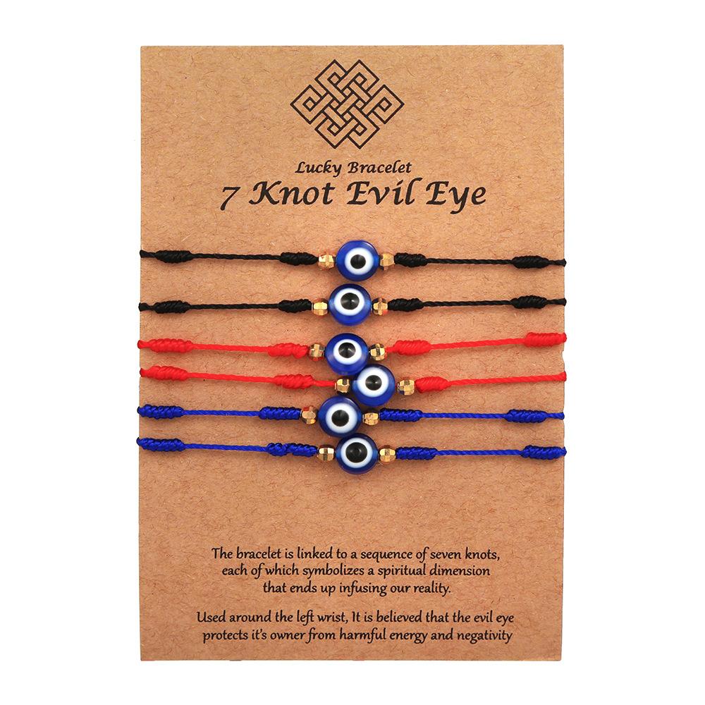

6Pcs Blue Evil Eye Bracelets Set For Women Men 7 Knot Braided Rope Wrist Hand Bracelets Love Friendship Jewelry Accessories