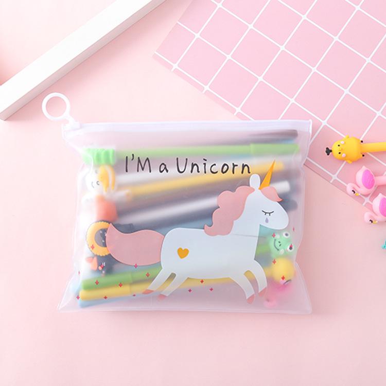 20-Piece Cartoon Gel Pen Set with Pencil Case - Black Ink 0.5mm