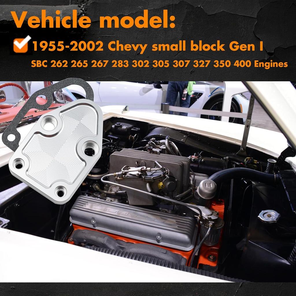 Fuel Pump Off Plate Gasket With Bolts ARP 130-1602 Compatible With 1955-2002 SBC 262 265 267 283 302 305 307 327 350 400 V8 Engines