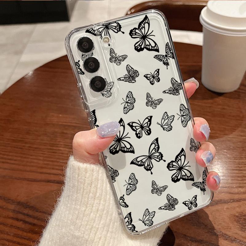 Simple Butterfly Pattern Phone Case For Samsung Galaxy S26 S25 S24 S23 Ultra S22 Plus S24 S21 FE S25 Edge Transparent Soft Cover