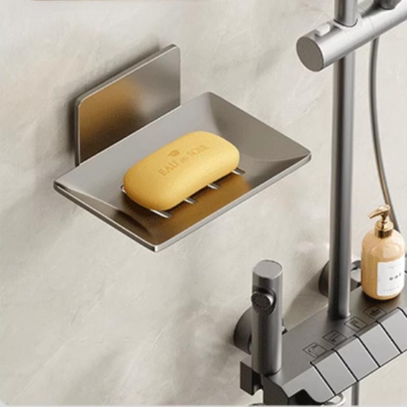 Bathroom stainless steel soap dish, non perforated wall mounted soap sponge holder, organizer accessories, kitchen soap holder
