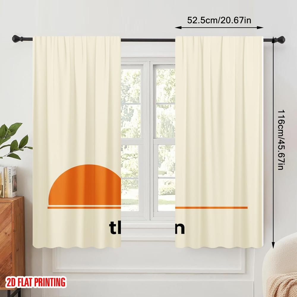 2pcs 2D Flat Printing Party Window Curtains Here Comes The Sun Polyester Without Electricity Festive Wall Decor Perfect for
