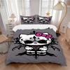 3pcs Day of the Dead Hello Kitty Quilt Cover Set - Soft and Cozy Bedroom, Guest Room and Dorm Decorative Bedding 3-Piece Set 1 Quilt Cover + 2 Pi