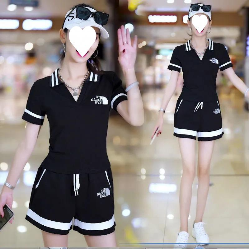 Fashionable Casual Suit for Women in Summer, Slimming Down, Fashionable Sportswear, Short-sleeved Shorts Suit, Two-piece Set