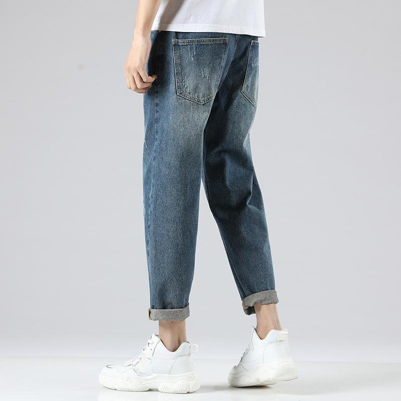 Calça Jeans Simples Jovem Masculina Jeans Solta e Confortável Calça Reta Masculina