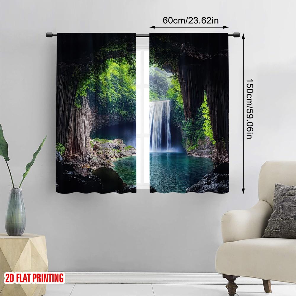 2D flat printing 2pcs Party Window Curtains hole Durable 100% Polyester Fabric  Without Electricity Party Decorations Perfect for