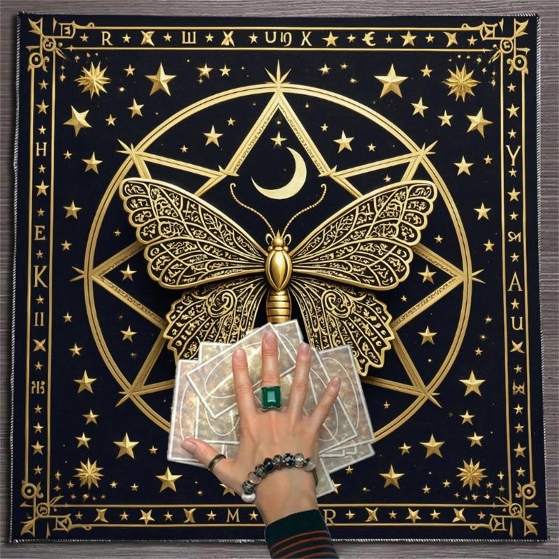 Butterfly Star Pattern Tarots Card Tablecloth Altars Cloth Altars Cloth Divinations Card Table Cloth Tapestry Easy Use
