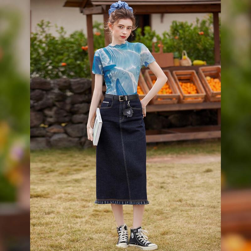 Bailuyu Women's Printed Knit Short Sleeve T-Shirt
