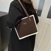 Winter contrasting color matte plush bag women's new trendy portable bucket bag personalized shoulder vegetable basket bag
