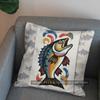2D Colorful Fish Pattern Throw Pillow Cover Pattern Cushion Cover Suitable For Sofa Bedroom Car Pillow Cover
