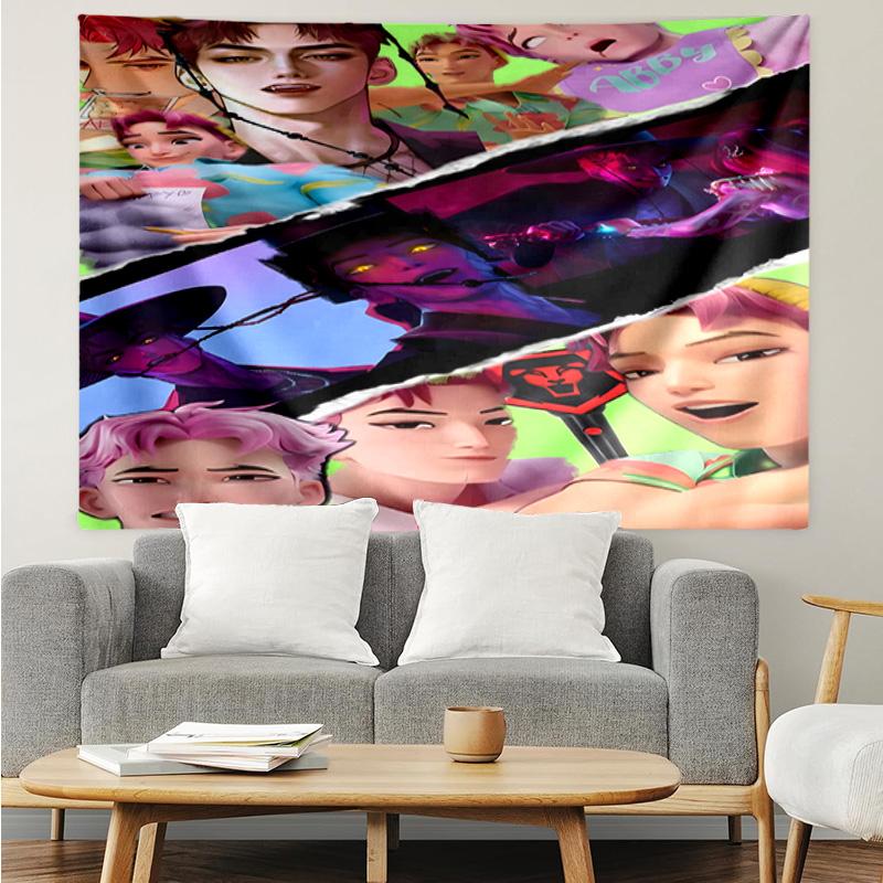 Colorful Kpop cartoon Tapestry Hanging for Bedroom,Livingroom, Playroom,Decor Art Room Wall Tapestry Holiday and Birthday Gifts