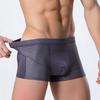 Men Summer Thin Ice Silk Shorts Panties Breathable Hollow Mesh U-convex Mid-rise Solid