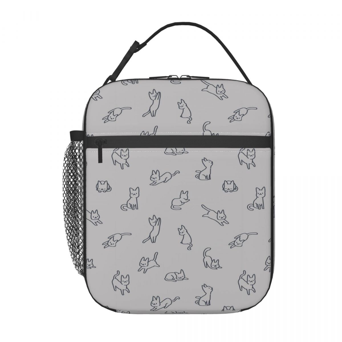 

Cartoon Gray Kitten Pattern Insulated Lunch Bag for Women Children Leakproof Food Boxes Thermal Lunch Box Tote One Size