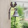 Sonnette de porte vintage européenne en fer forgé avec motif double oiseau