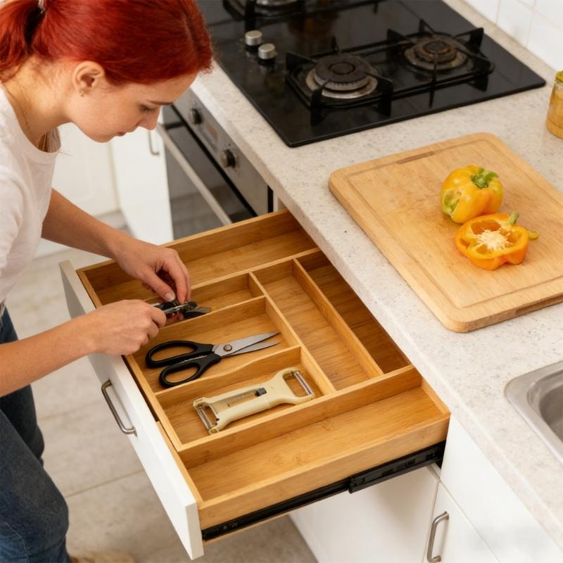Kitchen Drawer Organizers Expandable from 13 to 20 Inches Wide for Organizing Utensils and Gadgets Efficiently