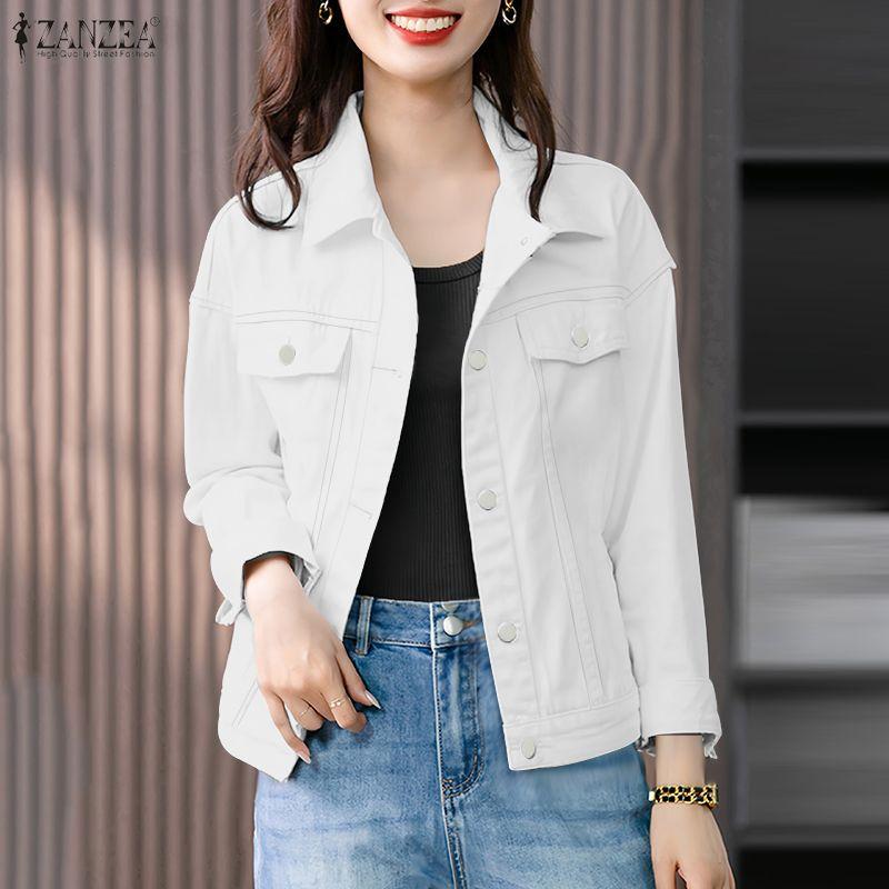 ZANZEA Women Casual Turn Down Collar Loose Long Sleeve Blouse