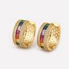 Nidin Hot Sale Vintage Rainbow Cubic Zirconia Geometric Hoop Earrings For Women Female Personality Fashion Ear Jewelry Gifts