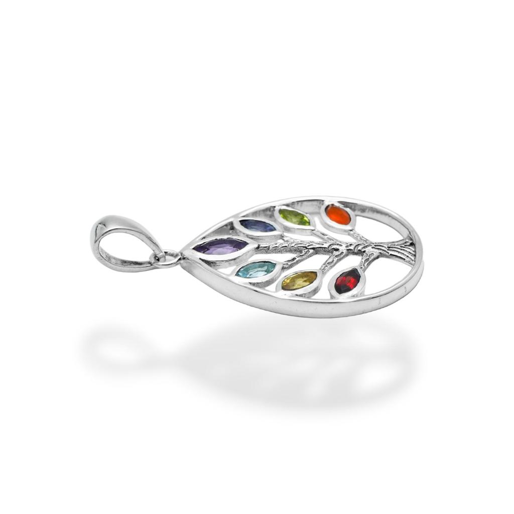 92.5 Silver Chakra Pendant for Her Zivori Multi Gemstone Pendant
