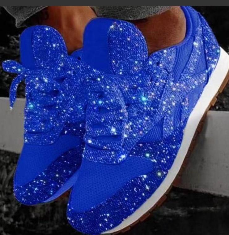 Spring and Summer Fashion Trend Large Size Round Head Low Top Sequins Women's Single Shoe Style Sports and Leisure