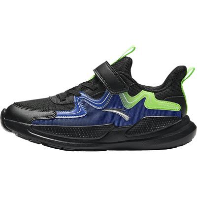 Kids Synthetic Leather Mesh Comfortable Versatile Lightweight Shock Absorption Low-Top Running Shoes Men Sneaker Black Blue A12445555-2