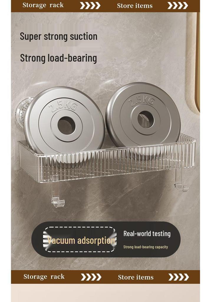 No-Drill Bathroom Suction Cup Storage Shelf, Multi-functional Wall-Mounted Washstand Organizer