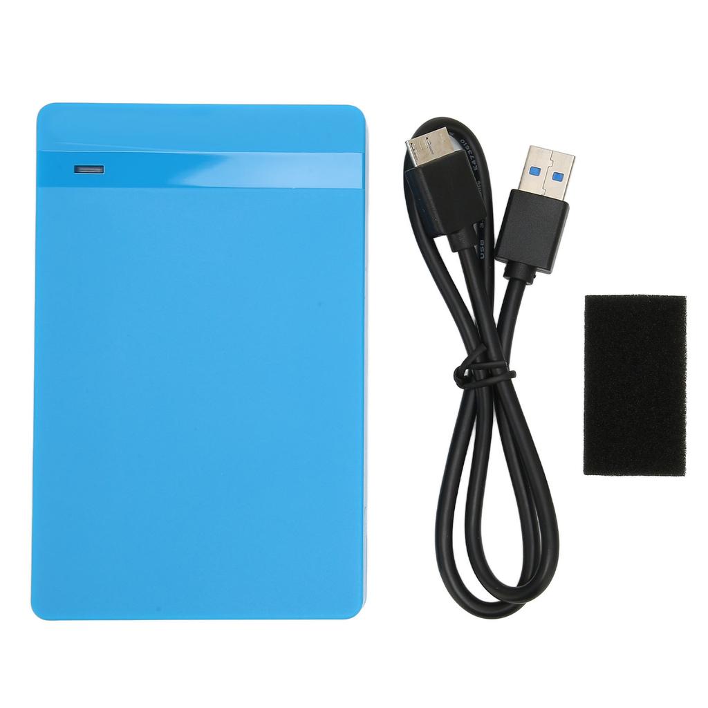 2.5in Hard Drive Enclosure USB3.0 Plug and Play Mobile HDD Enclosure External HDD Case Adapter for Windows for OS Blue