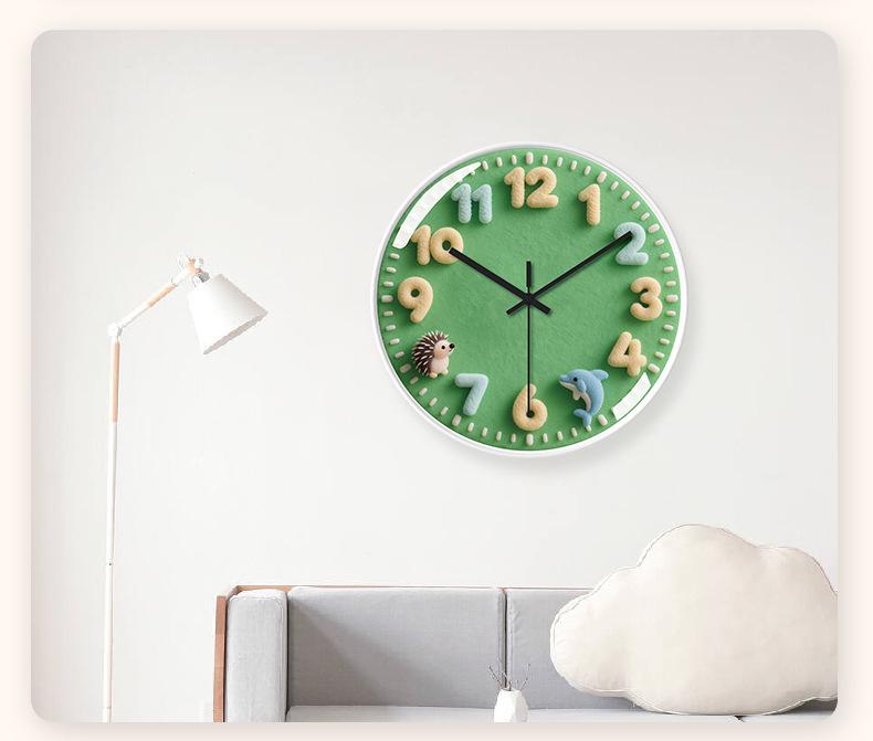 Creative Light Luxury Cartoon Wall Clock for Children's Room - Simple Cream-Style High-End Design