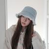 25 early autumn new big eaves lattice rough edge high quality bucket hat sunshade sunscreen washbasin hat