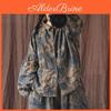 Johnature Vintage Shirts Linen Women And Tops Print Floral Blouses Turndown Collar Autumn Loose Button Quality Shirts