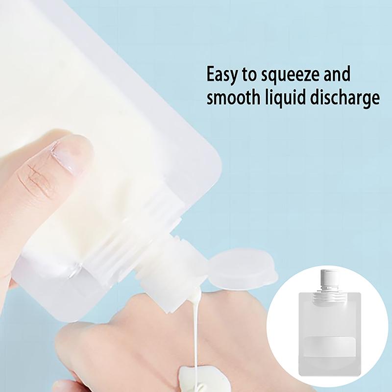 Sacchetto di imballaggio a conchiglia trasparente in plastica con beccuccio verticale, borsa da viaggio portatile per trucco fluido per lozione e shampoo