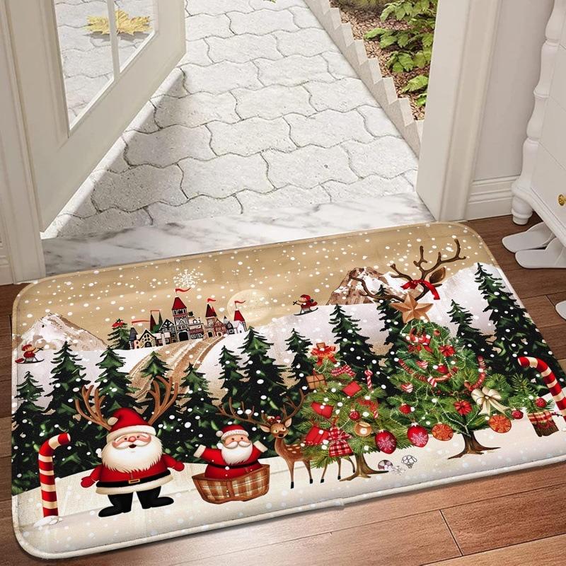 Cartoon Santa Claus Design Mat Bathroom Absorbent Bedroom Door Rug Kitchen Balcony Living Room Entrance Carpet Home Decoration