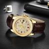 Start Relógio Gypsophila Relógio Masculino Moda Mostrador de Diamante Relógio Mecânico Automático Relógio de Couro À Prova D'Água Data Função Semana