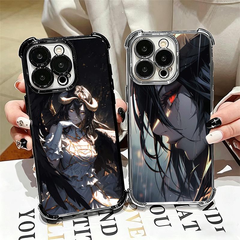 Albedo O-Overlords Anime Plating Phone Case For Iphone 16 17 Pro Max Air 16E 14 15 Plus 12 13 Mini Anti-Fall Airabag Cover
