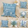 Watercolor ForgetMeNot Art Cushion Cover Natural Linen Organic Fabric DoubleSided Printing Sofa Home Decor Gift Pillow Cover