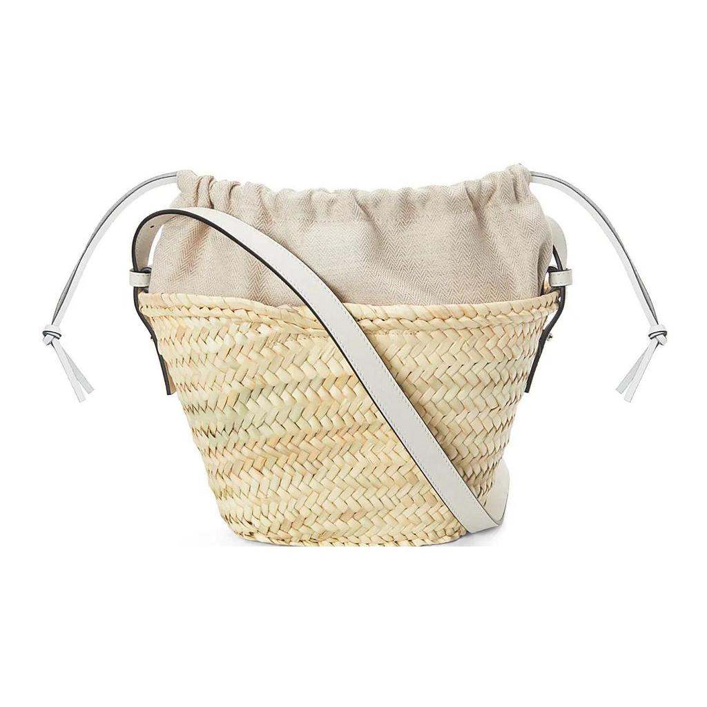 Loewe Embossed Patch Adjustable Shoulder Strap Drawstring Closure Palm Leaf Patchwork Leather Bucket Bag Women Shoulder Bag A223222X01-2163