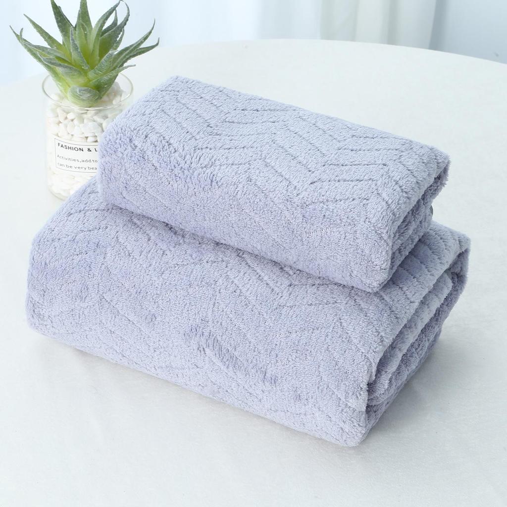 Temu Coral Fleece Bath Towel Set - Wheat Ear Style, Large Towels