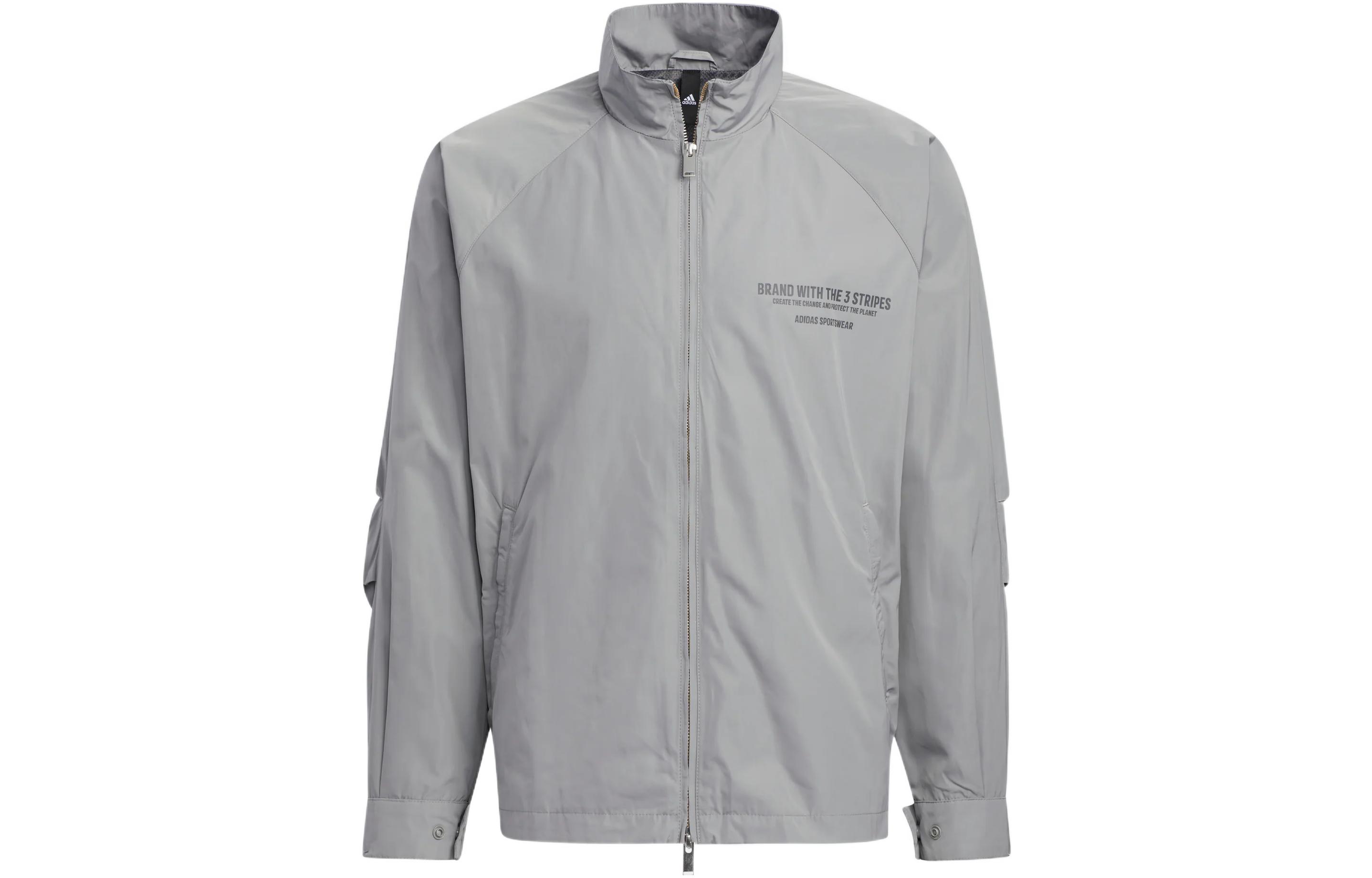 Adidas Jackets Men s Gray Stand Collar Moderate Other HZ7058 XL