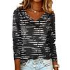 Ladies' Striped Printed Casual and Fashionable Long Sleeved Pullover Top