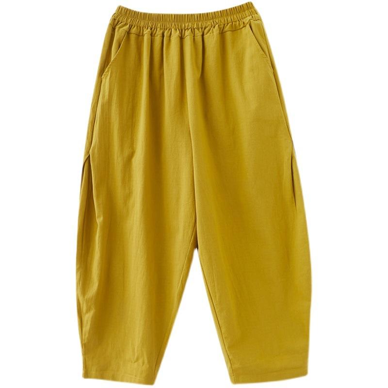 

Летние свободные шаровары с эластичной талией Nine Point женские брюки M жёлтый