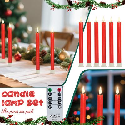 Rote konische flackernde Kerze, 3D-Flammen-Dekorationskerzenlampe LED Elektronische Kerzenlampe 6er-Set
