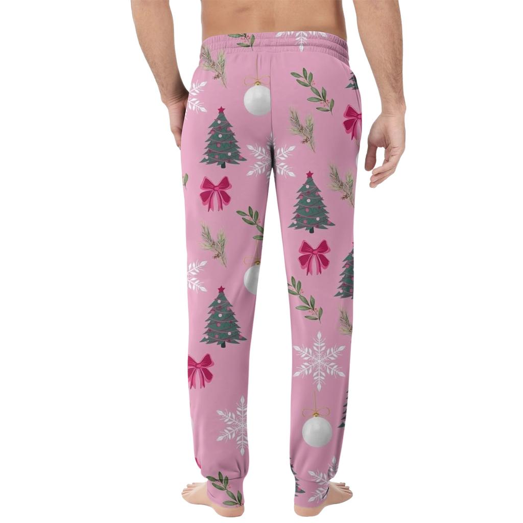 Men's Drawstring Pocket Casual Pants, Checkered Striped Printed Pocket Casual Pants, Home Sleeping Pants