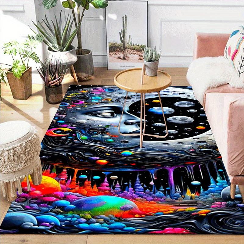 1pc Moon Print, Design Indoor Area Rug - Soft, Anti-Slip, and Durable Gaming Room Decor for Bedroom, Living Room