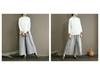 2023 Retro Cotton Linen Striped Wide-Leg Women's Slimming Cropped Pants - Japanese Style Summer Casual Wear
