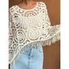 New Arrival Fashion Fashion Round Neck Knitting Crocheted Cut Out Loose Batwing Long Sleeve Blouse Air Conditioning Shirt Sun Protection Clothing
