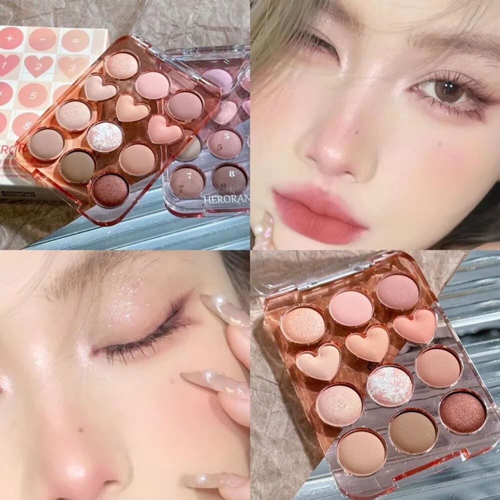 Calculator Love Eyeshadow Palette 12 Colors Matte Pearlescent Glitter Non-Flying Powder Earth Color Eyeshadow