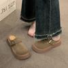 Small thick-soled heightened baotou half slippers frosted spring and autumn new muffin bottom slippers