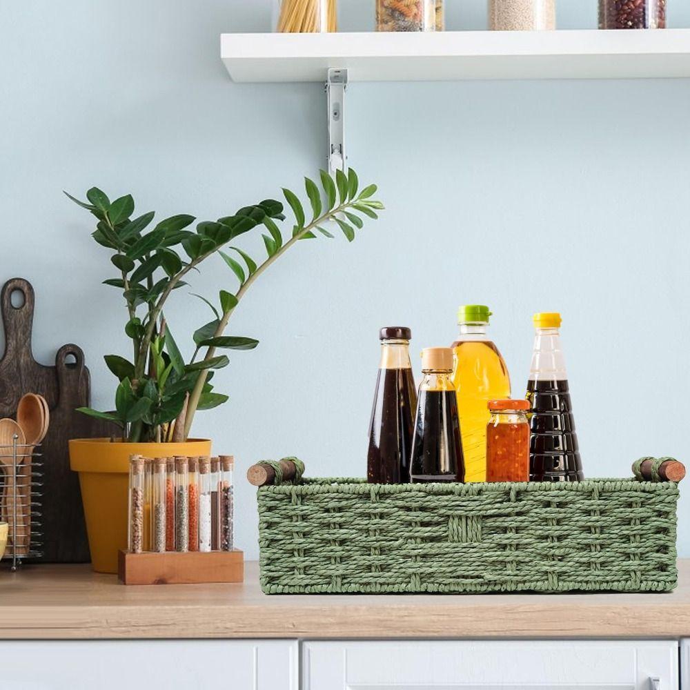 With Handle Wicker Baskets Organizing Countertop Storage Bins New Storage Basket