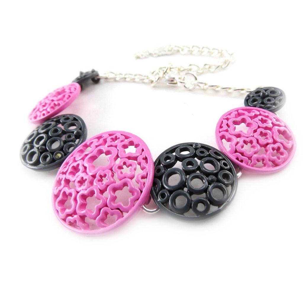 NOA [J3180] - Bracelet Créateur 'Flora' gris rose