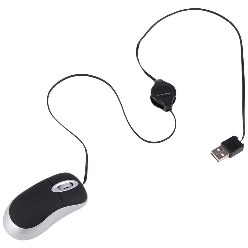 AEE4-Mini USB Wired Mouse Retractable Cable Tiny Small Mouse 1600 DPI Optical Compact Travel Mice For Windows 98 2000 XP Vista V