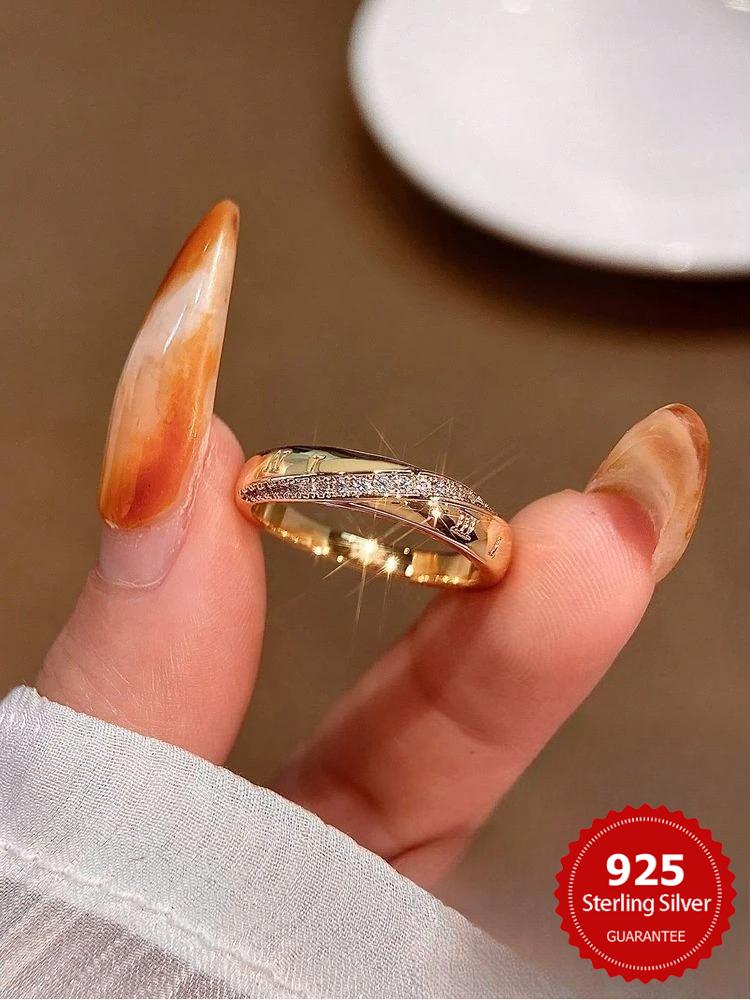 925 Sterling Silver Personalized Roman Numeral Zircon Ring For Women Anniversary Engagement Wedding Luxury High Quality Jewelry